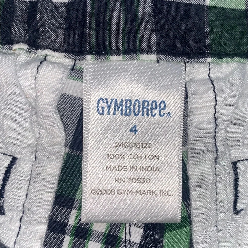 Gymboree Green & Blue Plaid Shorts 4 Adjustable Waist EUC